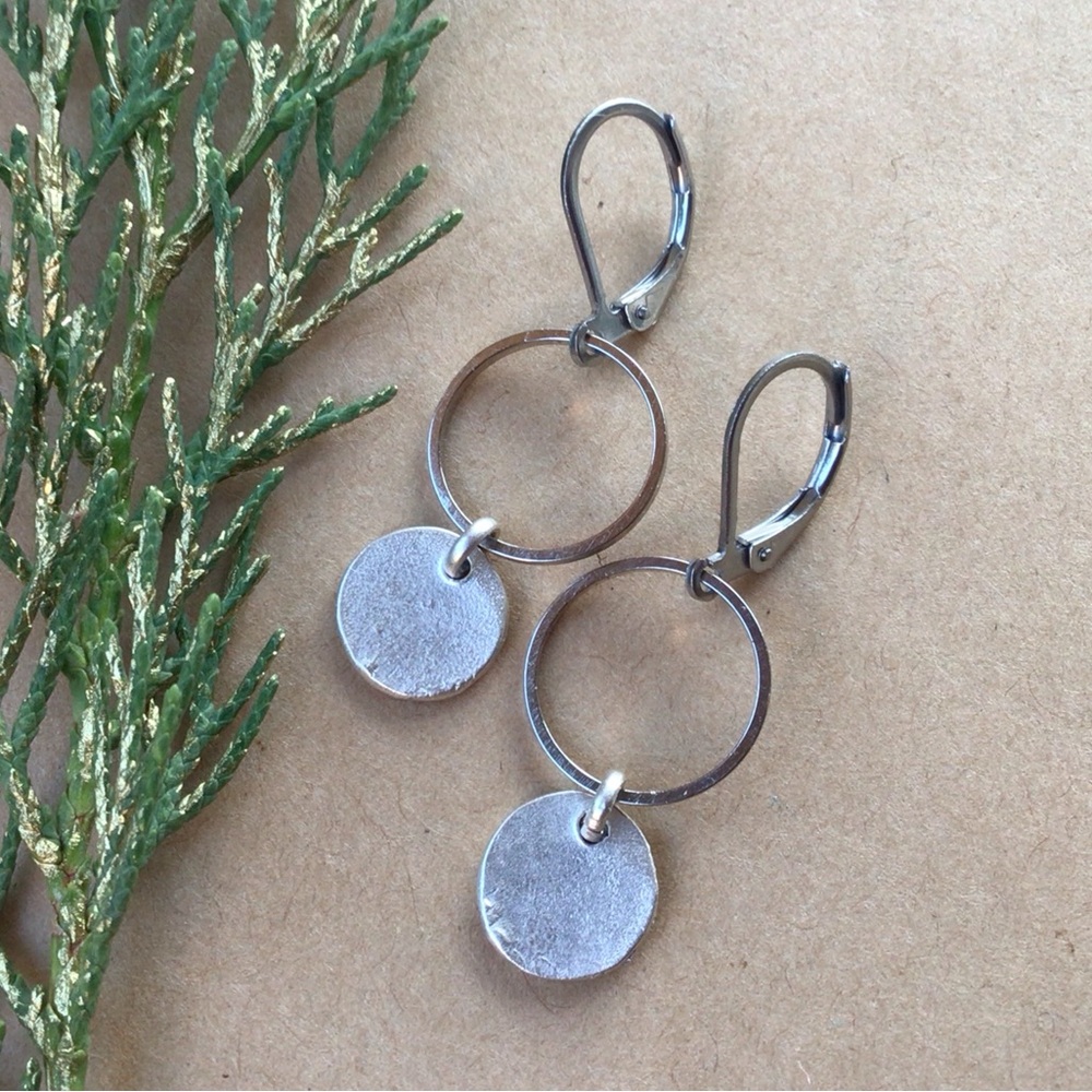 Handcrafted Sundance Charm silver circle Earrings